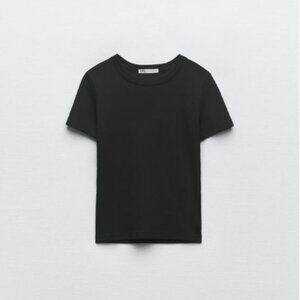 ZARA 2 Black T Shirts Ribbed NWT